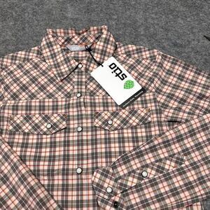 Stio Plaid Button-Down Shirt in Pink and Brown